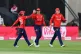 England's Maia Bouchier (centre) celebrates with team-mates 