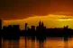 The sun rising over the River Mersey in Liverpool, June 24, 