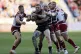 Leigh Leopards' Josh Charnley gets tackled during the Betfre