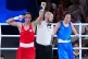 Algeria's Imane Khelif (left) celebrates victory over China'