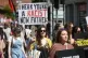 Demonstrators take part in a United Against Racism rally in 