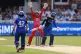 Welsh Fire's Freya Davies takes the wicket of London Spirit'