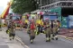 Firefighters at the scene after a blaze at a block of flats 