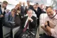 Prime Minister Sir Keir Starmer talks to the media on board 