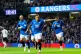 Rangers' James Tavernier (centre) celebrates scoring his sid
