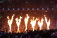 Pyrotechnics as Anthony Joshua walks to the ring ahead of th