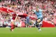 Manchester City's Vivianne Miedema (right) attempts a shot o