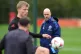 Manchester United manager Erik ten Hag (right) during a trai