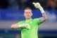 Everton goalkeeper Jordan Pickford acknowledges the fans aft