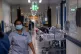 A general view of staff on a NHS hospital ward at Ealing Hos