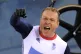 Sir Chris Hoy celebrating winning the Gold Medal in the Men'