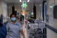 A general view of staff on a NHS hospital ward at Ealing Hos