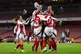 Arsenal's Lina Hurtig (17) celebrates with team-mates after 
