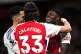 Arsenal's Thomas Partey (right) celebrates scoring his side'