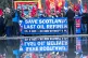 Members of the Unite union march and rally at the Scottish P