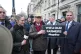 Reform UK leader Nigel Farage holds up a banner during a pro