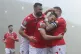 Wrexham's Paul Mullin celebrates his side's first goal durin
