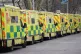 Ambulances parked outside London Ambulance Service NHS Trust