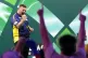 Luke Littler celebrates winning their semi-final match again