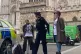 Just Stop Oil protesters with a police officer outside Westm