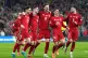 Wales' Ben Davies (second left) celebrates scoring their sid