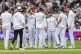 England's Gus Atkinson and his team mates, July 10, 2024