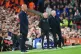 Everton manager David Moyes (right) speaks with assistant co