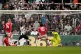 Newcastle United's Harvey Barnes (centre) scores his sides s