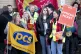 Members of the PCS union on the picket line outside the Pass