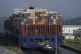 A cargo ship goes through the Panama Canal's Cocoli locks in