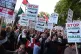 People during a pro-Palestine and pro-Lebanon protest on Whi