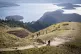 People walking on Conic Hill, above Loch Lomond at Balmaha