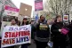 NHS workers on the picket line St Thomas' Hospital, London, 