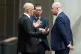 MSP John Swinney speaking to Ewan Crawford and Colin McAllis