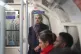 London Mayor Sadiq Khan travels on a Jubilee Line tube train