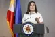 Philippine Vice President Sara Duterte gestures as she speak