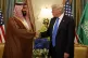 President Donald Trump shakes hands with Saudi Deputy Crown 
