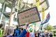 Pro Palestine demonstrators outside the EICC during the SNP 