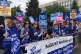 Striking teachers outside St Ambrose high school today