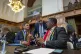 South Africa's agents Vusimuzi Madonsela (seated right) and 