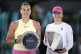 Winner Poland's Iga Swiatek (right) holds the trophy flanked