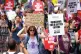 NEW DEAL FOR WORKERS: Union members take part in the TUC nat