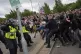 Trouble flares during an anti-immigration protest outside th