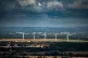 Windmill electric turbines seen over Oxfordshire