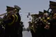 Turkish military helicopters fly over the military parade, i