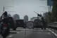 
Ukrainian soldiers guard the sky with a machine-gun on a ci