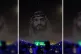 Saudi crown prince Mohammed bin Salman’s face in lights at