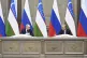 Russian President Vladimir Putin (left) and Uzbek President 