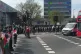 A screenshot from a video showing protesters blocking the ro