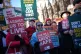 People take part in a demonstration at Old Palace Yard in We